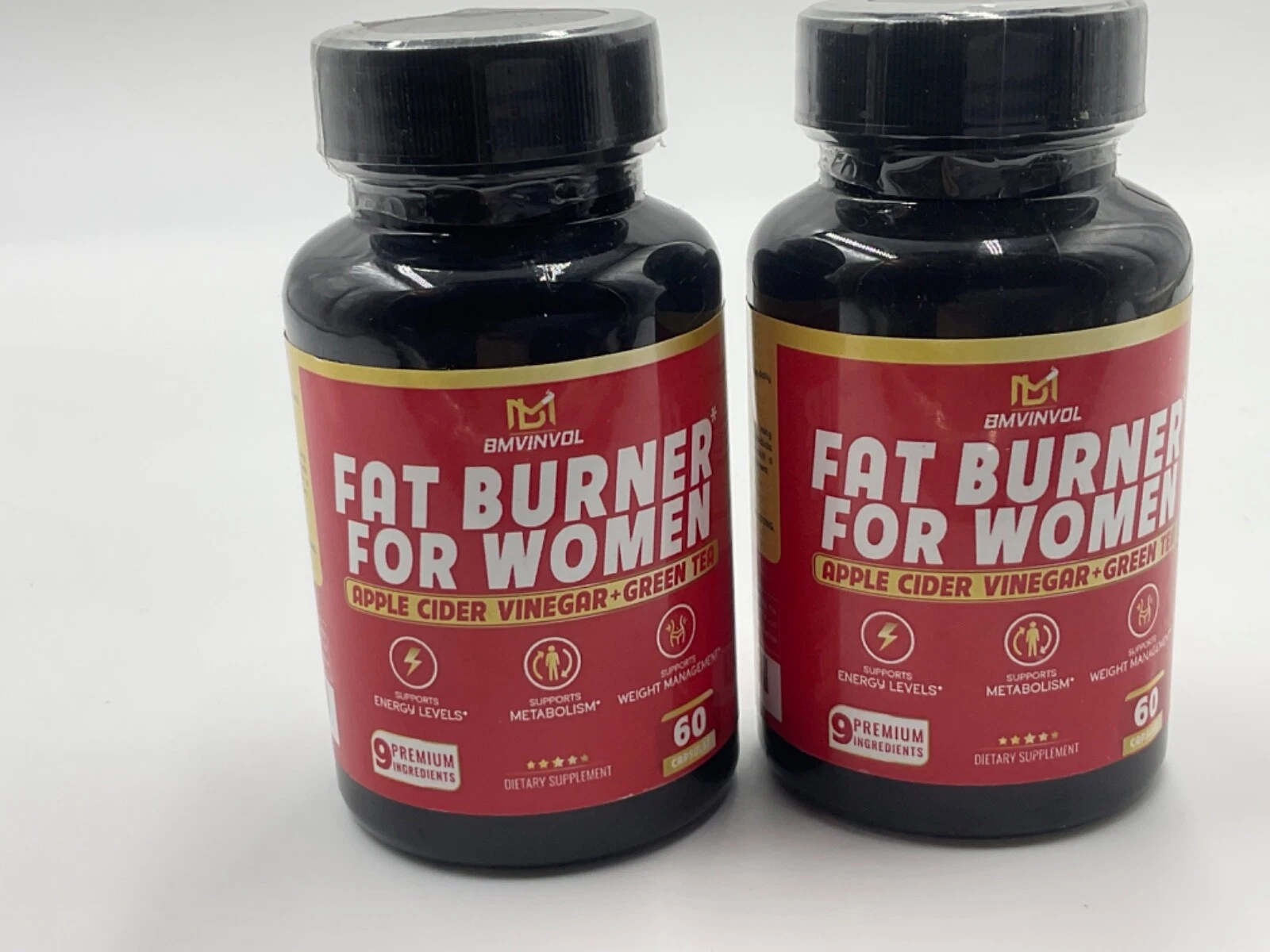 2 Pack Fat Burner For Women Apple Cider Vinegar/Green Tea 60 Caps Each Exp 2/27