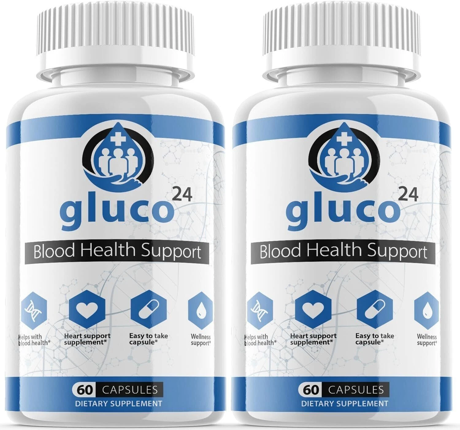 (2 Pack) Gluco 24 Blood Sugar Support, Gluco24 Blood Sugar Pills (120 Capsules)