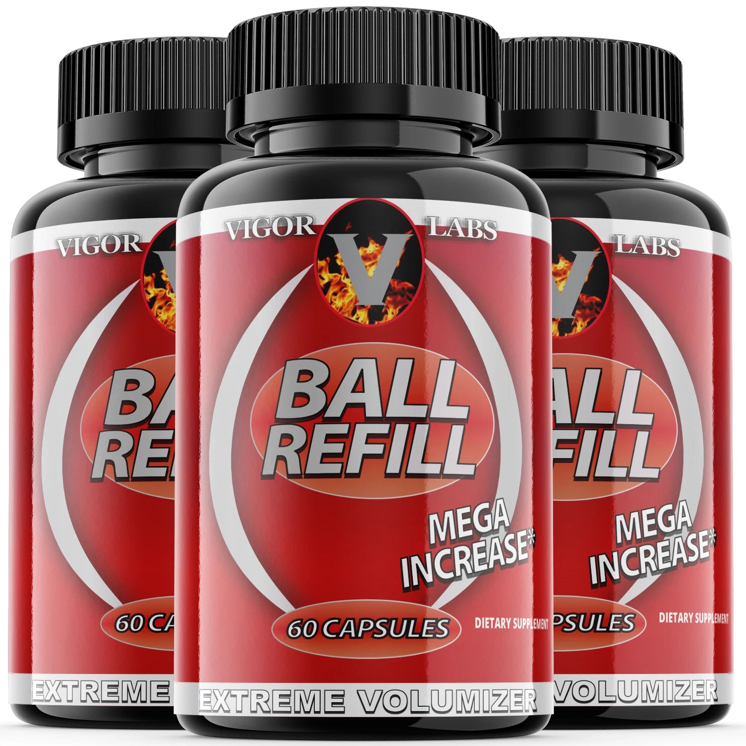 Ball Refill - Male Virility - 3 Bottles - 180 Capsules