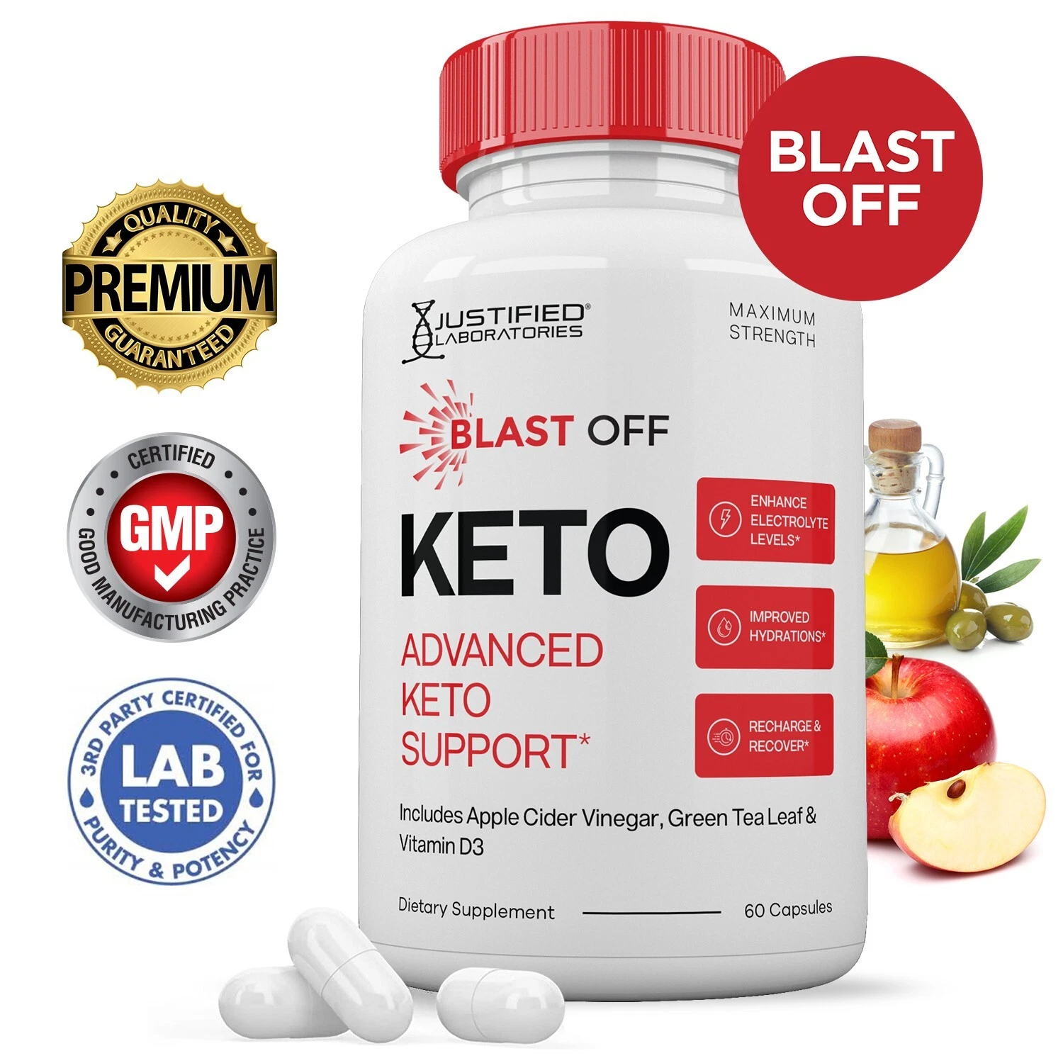 Blast Off Keto ACV Pills 1275 MG Stronger Than Gummies Keto Support 1 Bottle