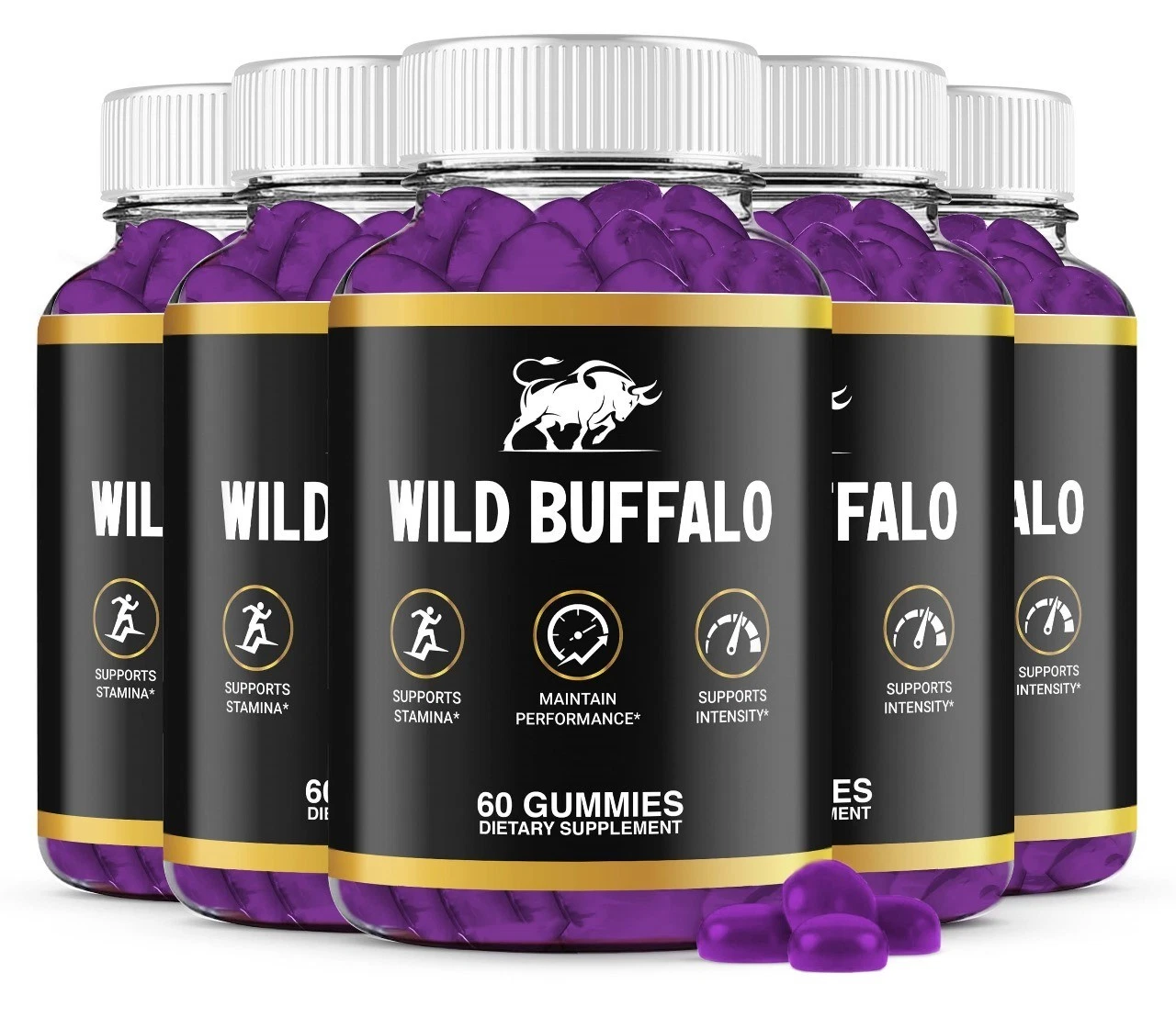 (5 Pack) Wild Buffalo Male Gummies, WildBuffalo Performance Gummy for Men