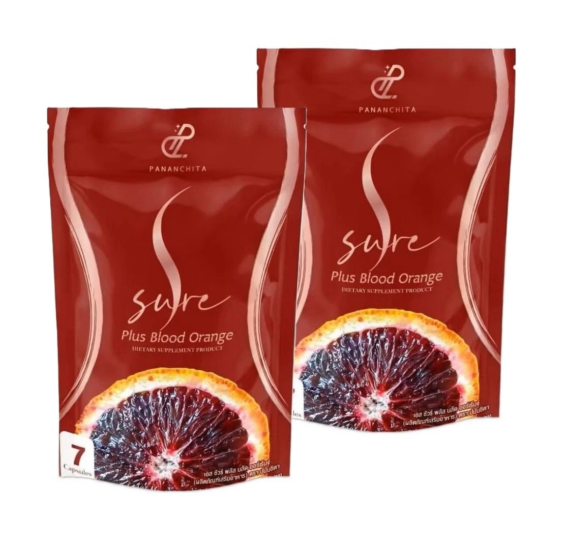 2 x S Sure Plus Blood Orange 7 Caps Weight Management Fat Dietary Supplement