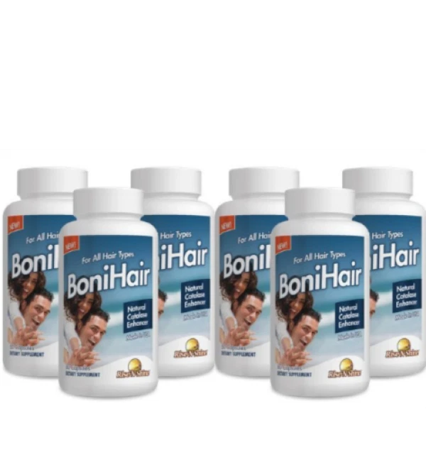 BoniHair 6 Full Size Bottles- With Catalase, Fo-Ti, Biotin & More!