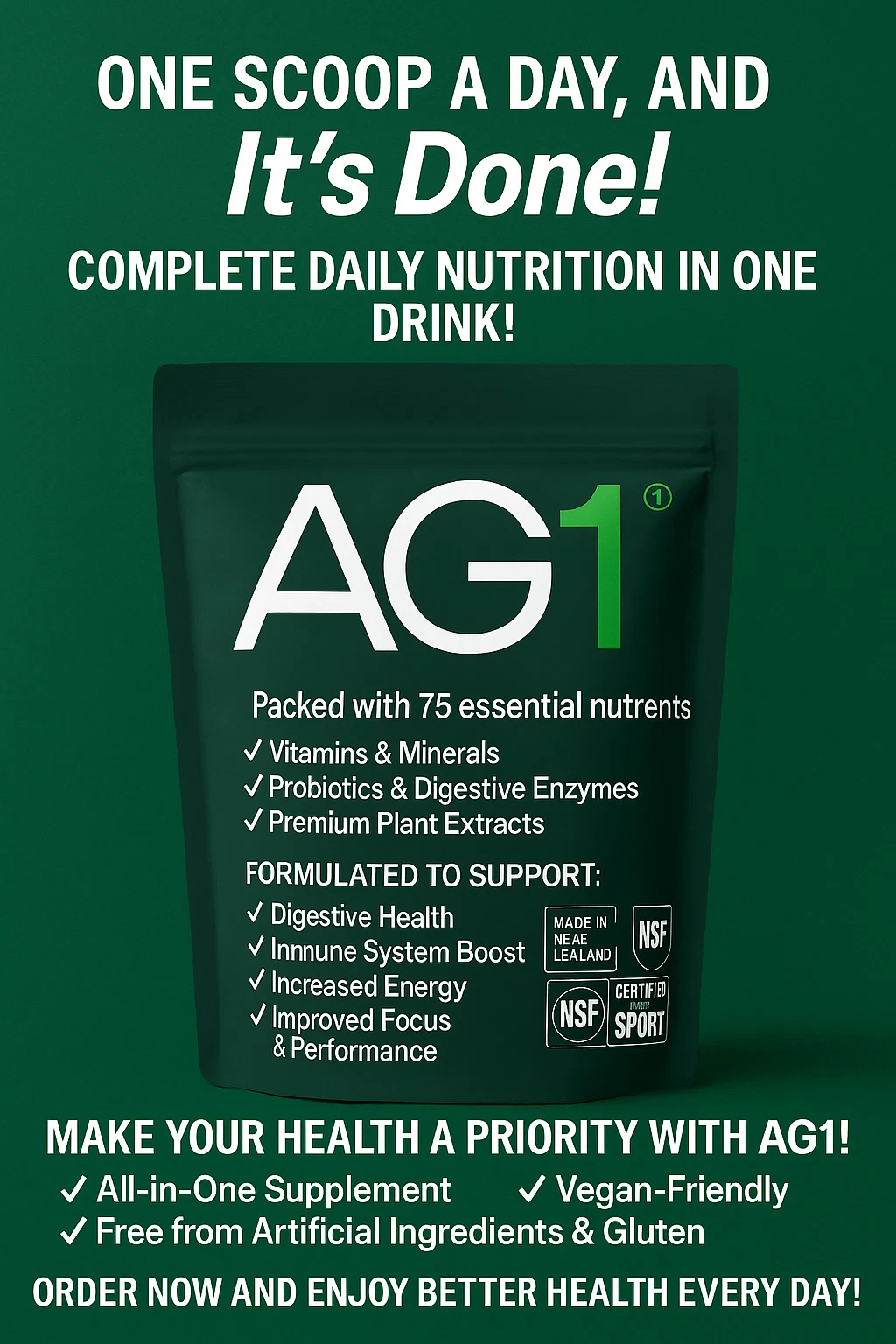 AG1 by Athletic Greens - 30 Servings Daily Greens Superfood Powder NEW Sealed