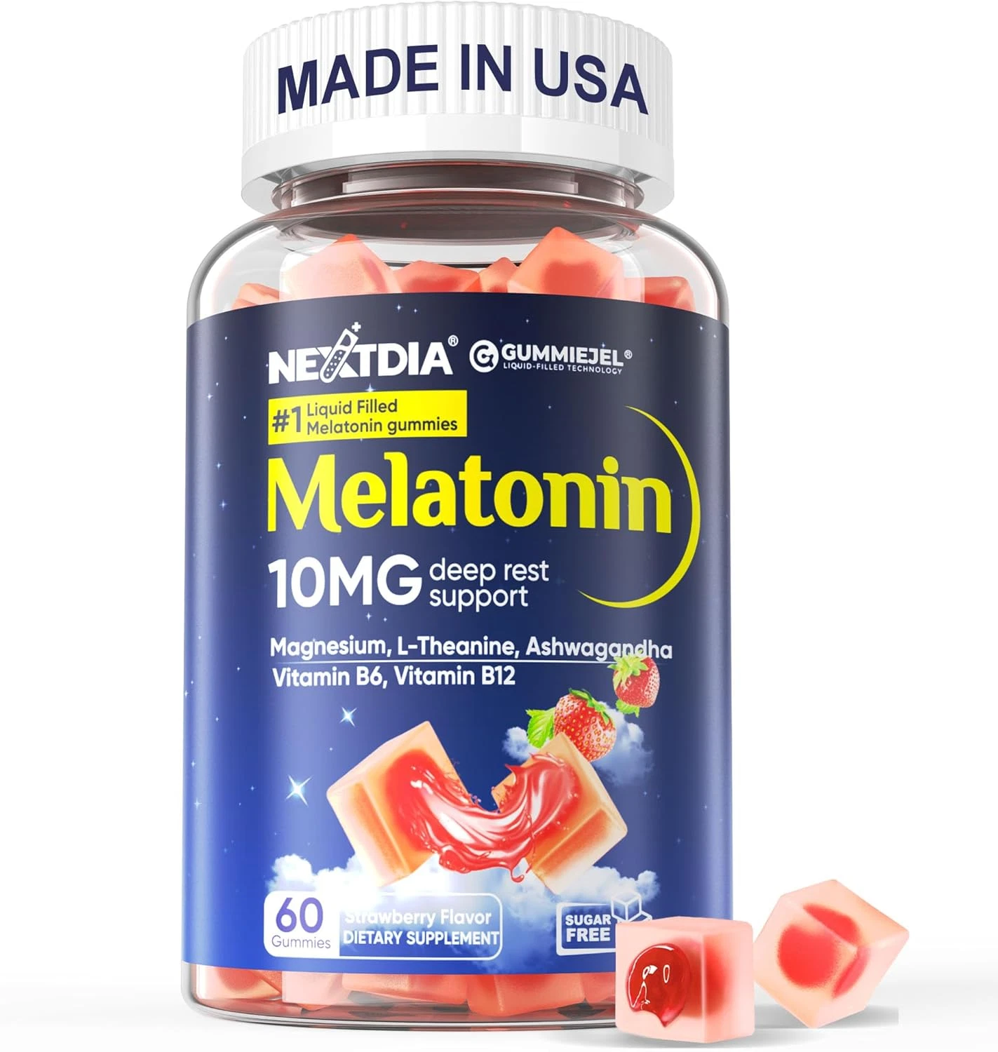 Sugar-Free Melatonin Gummies 10/20mg w/ Magnesium, Ashwagandha, Relaxation 60ct