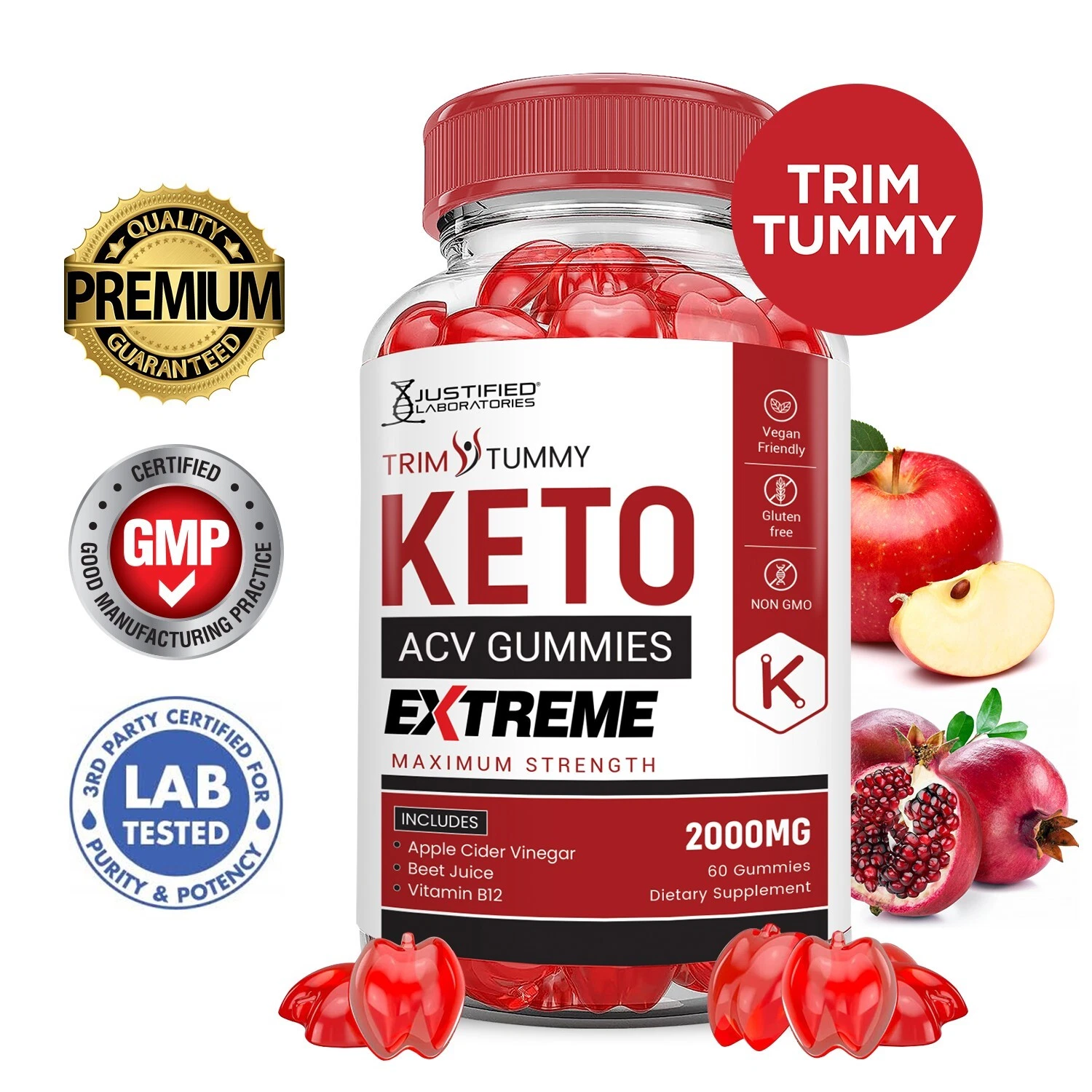 Trim Tummy Keto Extreme ACV Gummies 2000MG Apple Cider Vinegar 60 Gummys