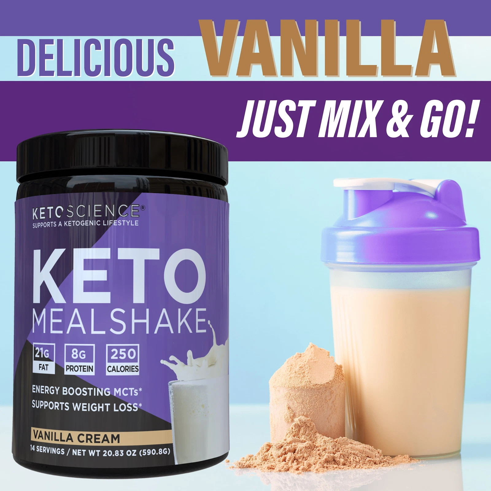 Keto Science Ketogenic Meal Shake Vanilla Dietary Supplement Weight Loss 20.7 oz