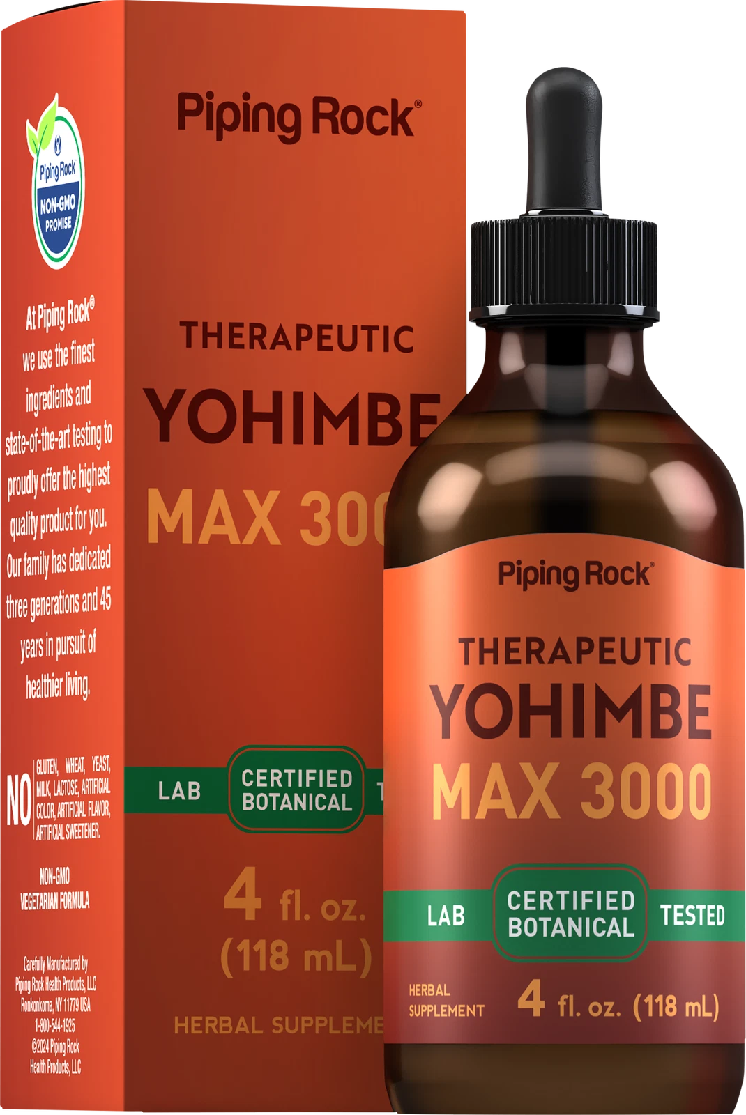 Yohimbe Bark Extract Liquid | 4 Oz | Alcohol Free | Men & Women | By Piping Rock