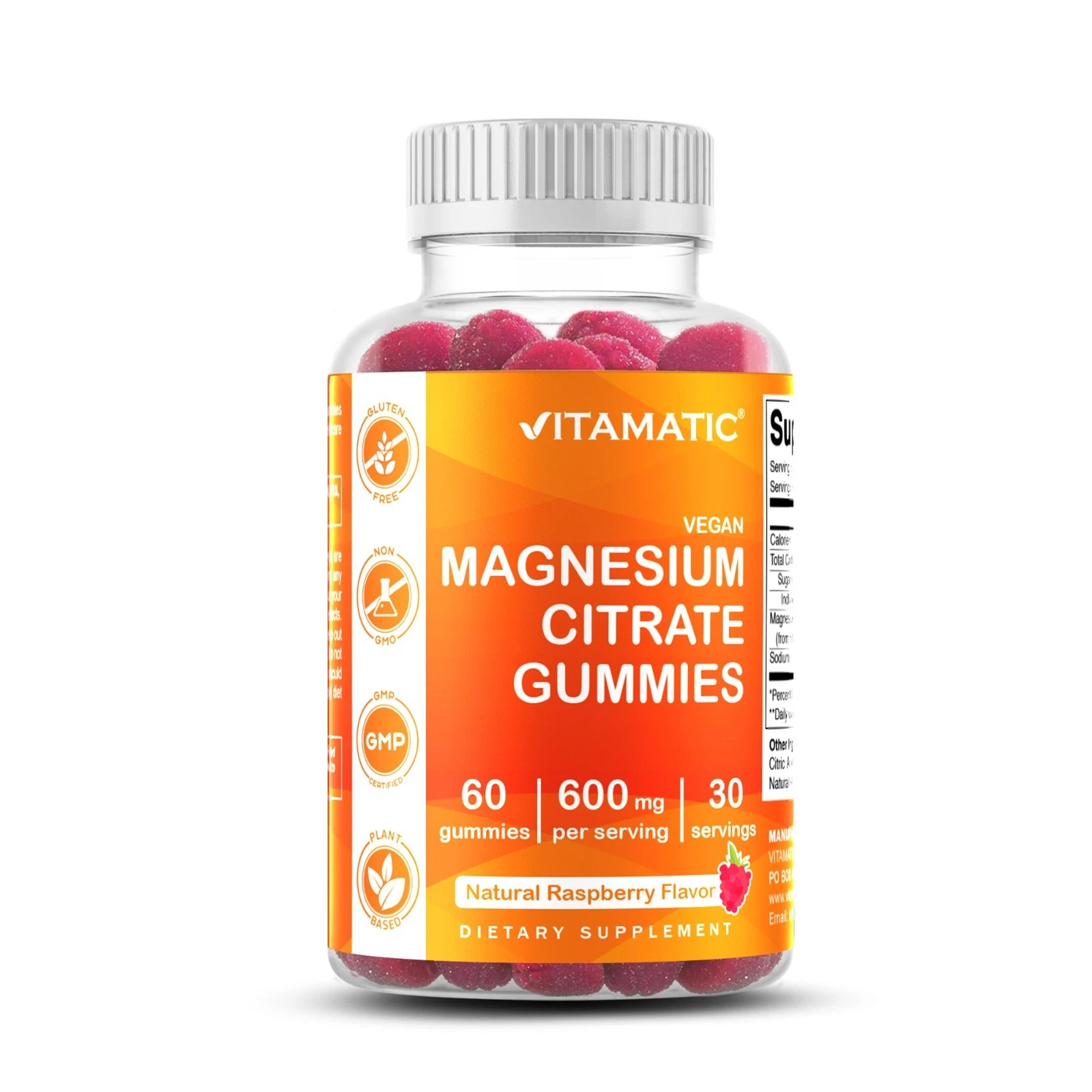 Vitamatic Magnesium Citrate Gummies 600mg per Serving - 60 Vegan Gummies