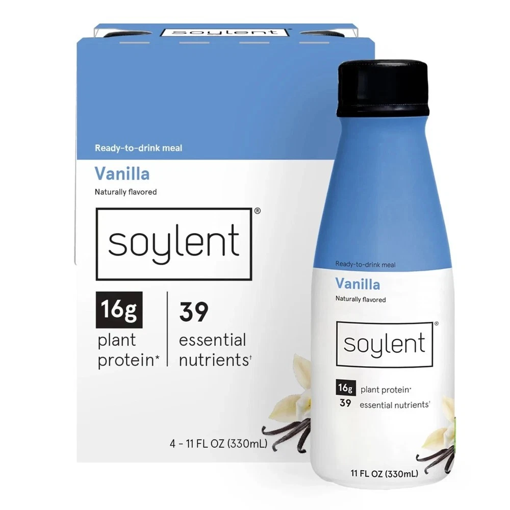 Soylent Vanilla Plant Protein Meal Replacement Shake, 11 fl oz, 4ct Free Ship US