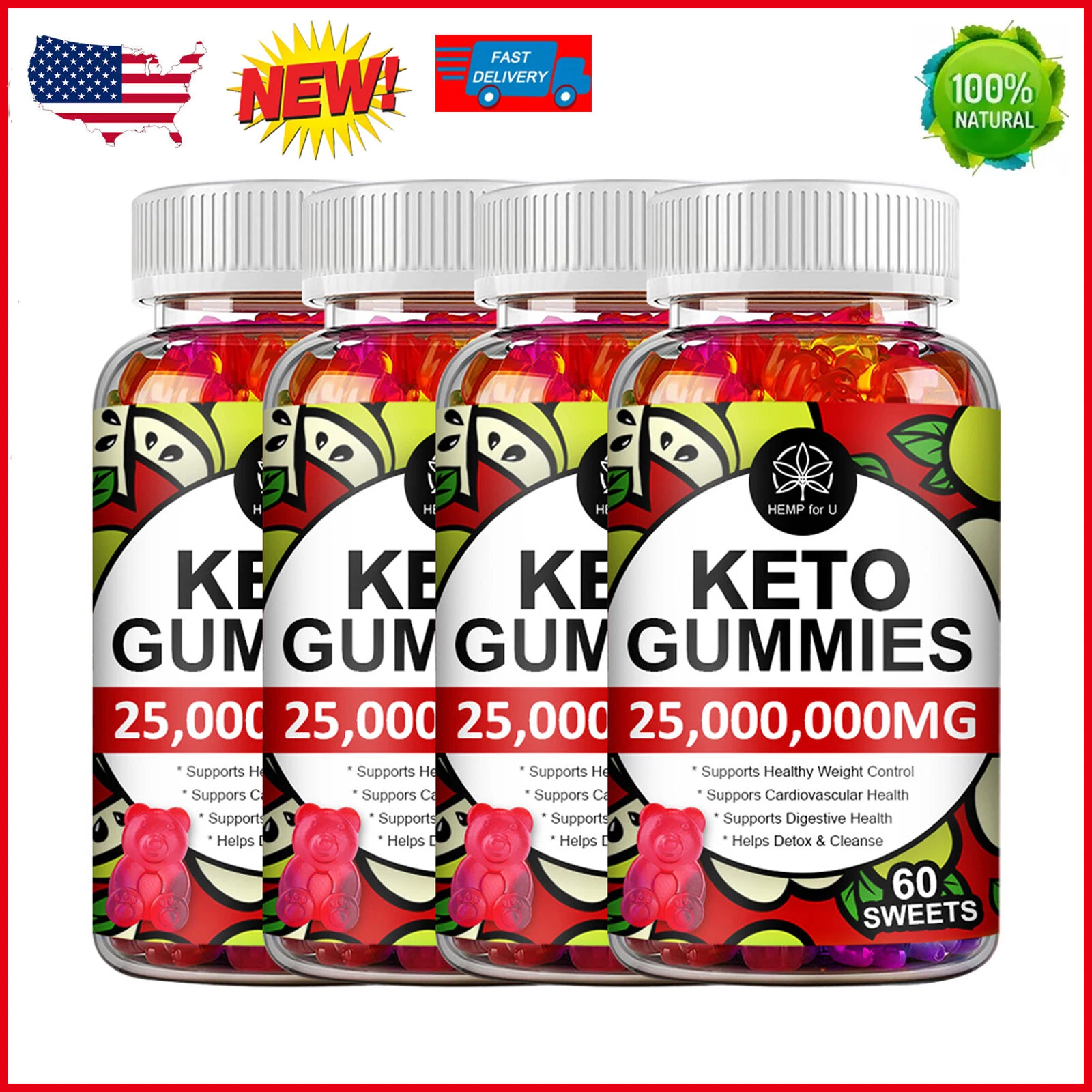 1-4x Keto Gummies Advanced Ketone Weight Loss Fat Burner Dietary Supplement