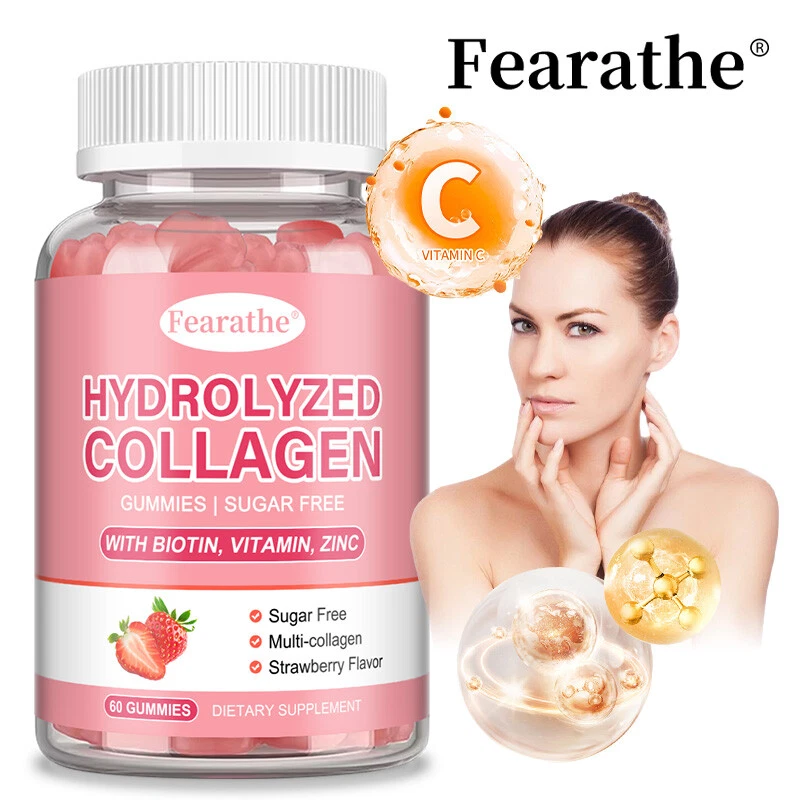 Hydrolyzed Collagen 60 Gummies - Healthy Skin, Hair & Nails,Strengthen Bone