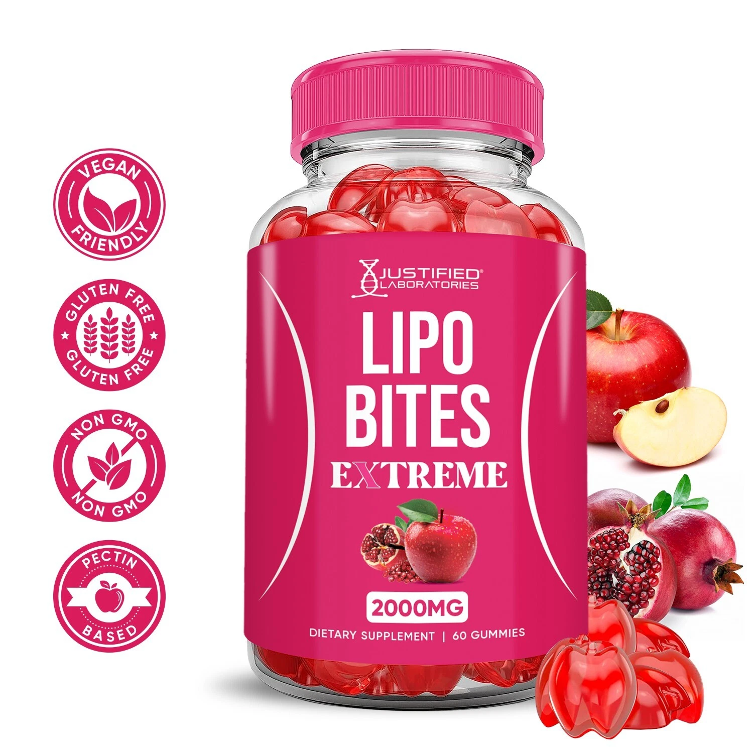 Lipo Bites Extreme ACV Gummies 2000MG Apple Cider Vinegar 60 Gummys