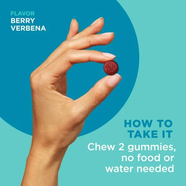 OLLY Goodbye Stress Gummies Strawberry Lemon Verbena 74 Count GABA L Theanine