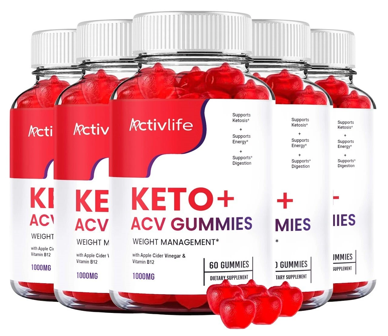 (5 Pack) ActivLife ACV Keto Gummies to Boost Weight Loss & Amplify Energy Levels