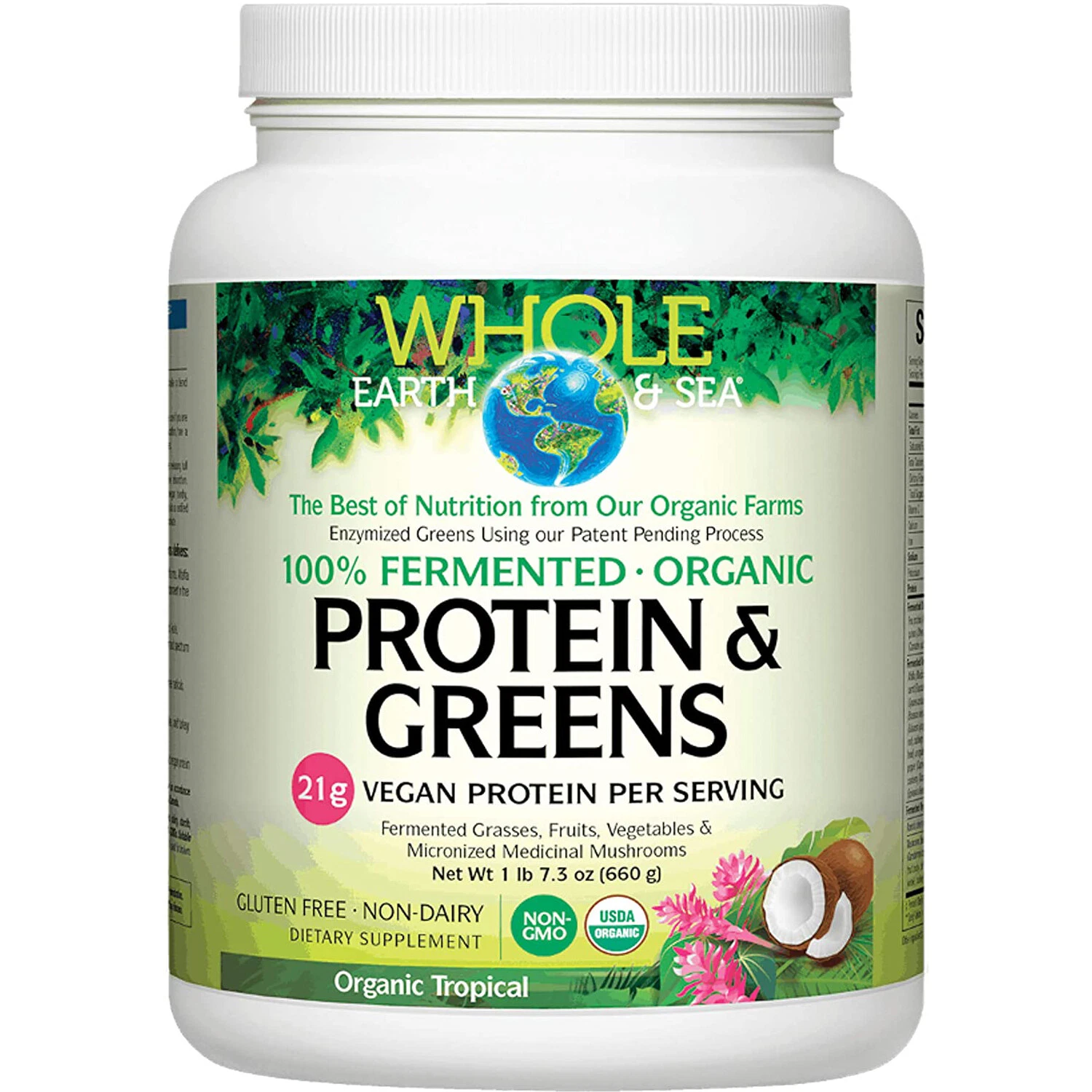 Natural Factors Whole Earth & Sea Fermented Organic Greens,Tropical,23.3 Oz