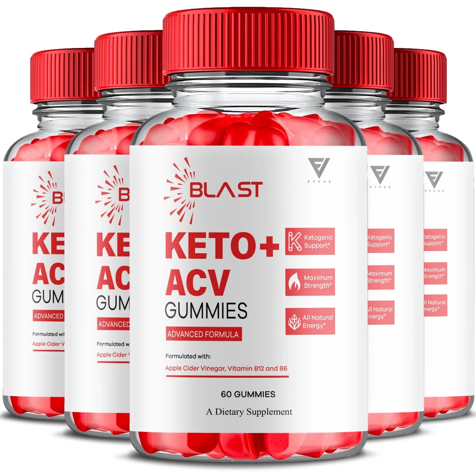 (5 Pack) Blast Keto ACV Gummies BlastKeto Premium Gummy Supplement (300 Gummies)