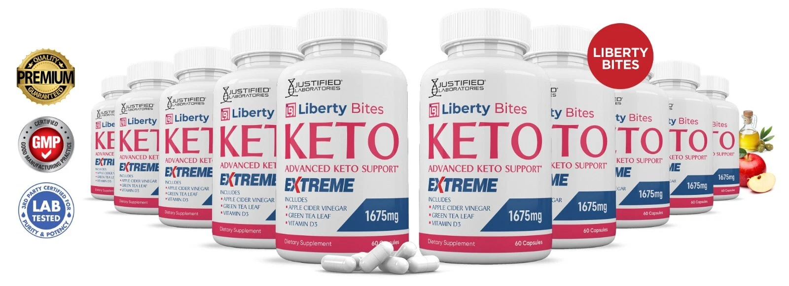 Liberty Bites Keto ACV Extreme Pills 1675MG Stronger Thn Gummy Keto Support 10Pk