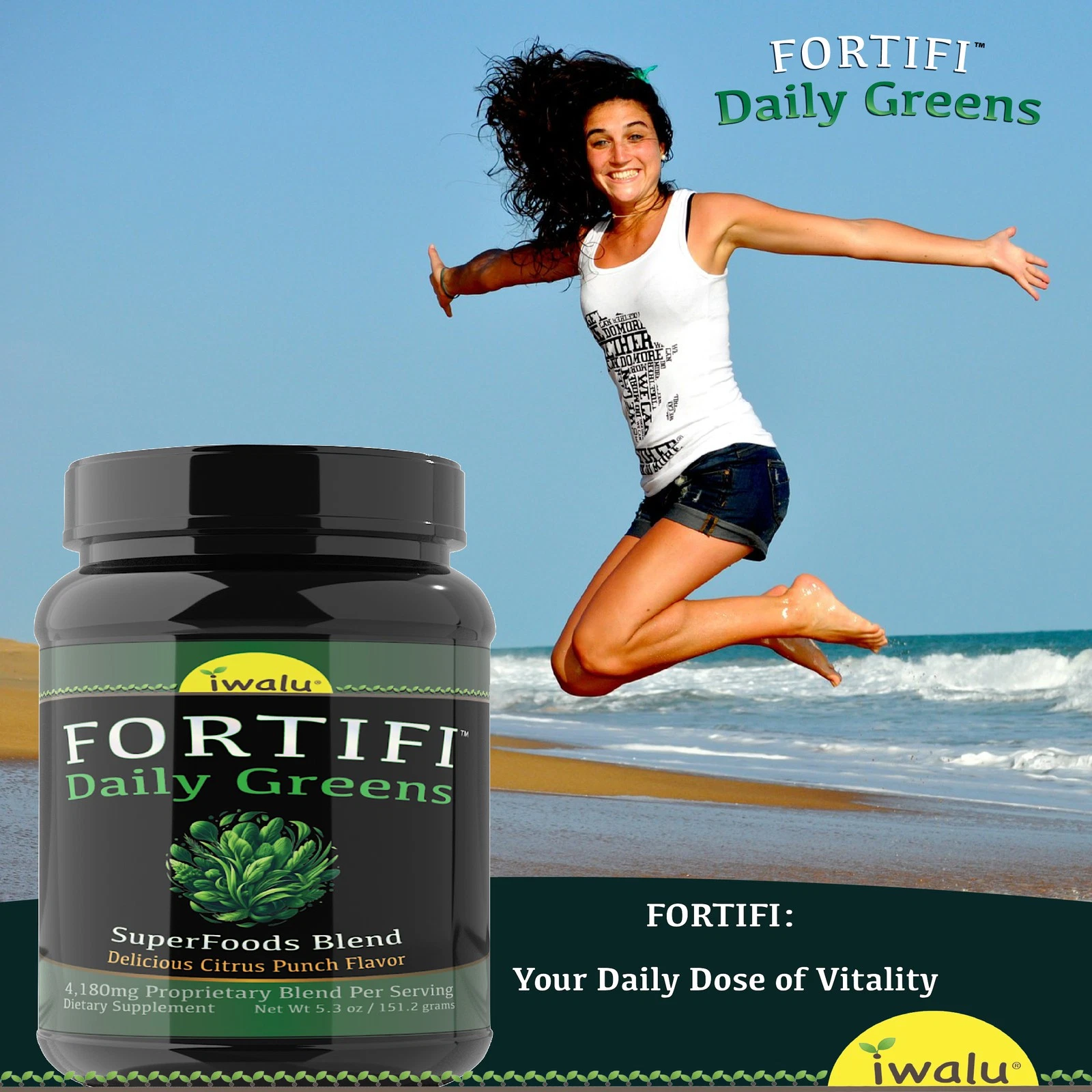 Protein and Greens- Best Organic Superfood Super Greens Drink Mix - Fortifi