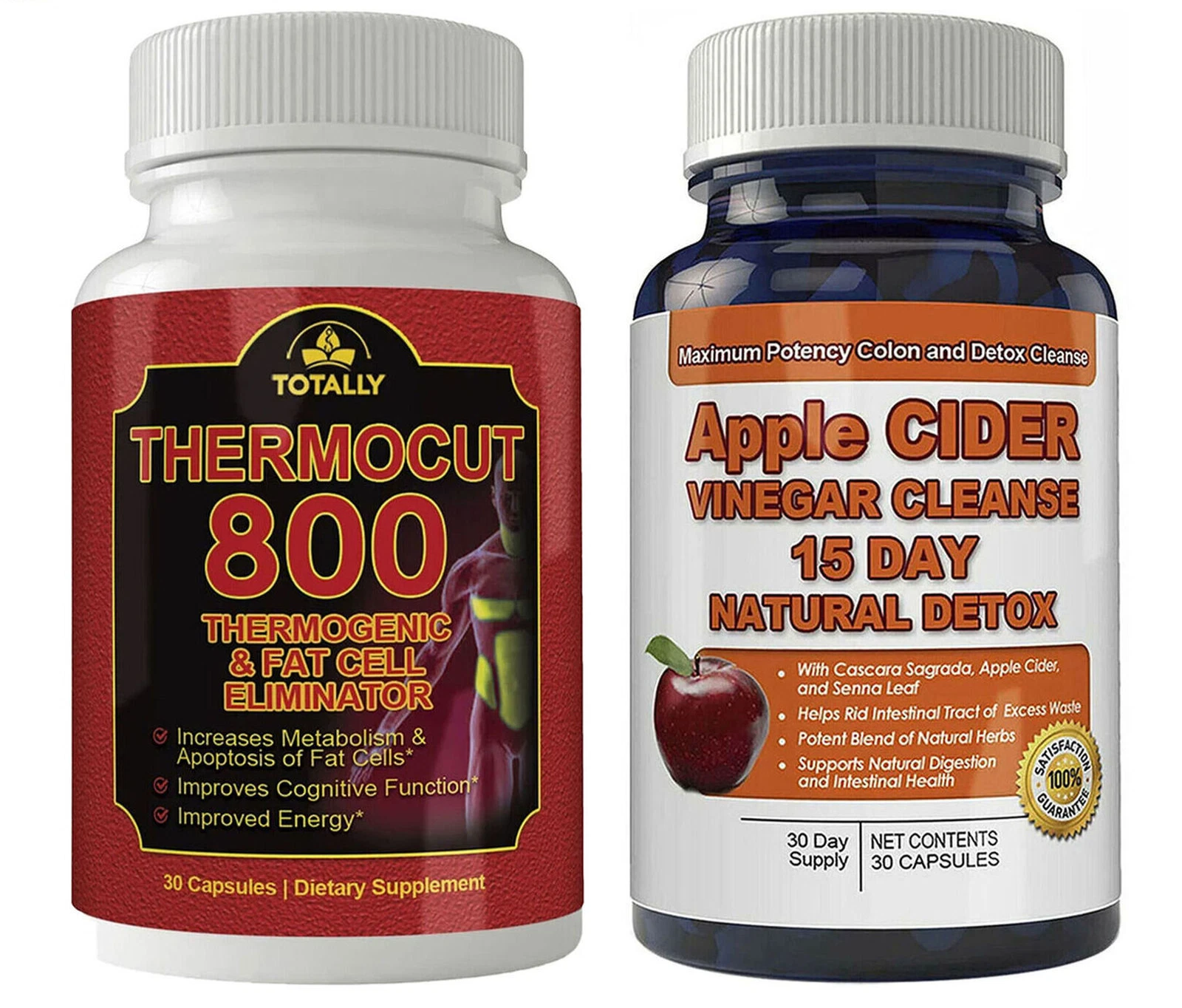 Thermogenic Thermocut 800 Caps Apple Cider Vinegar Cleanse Weight Loss Caps 2 PK