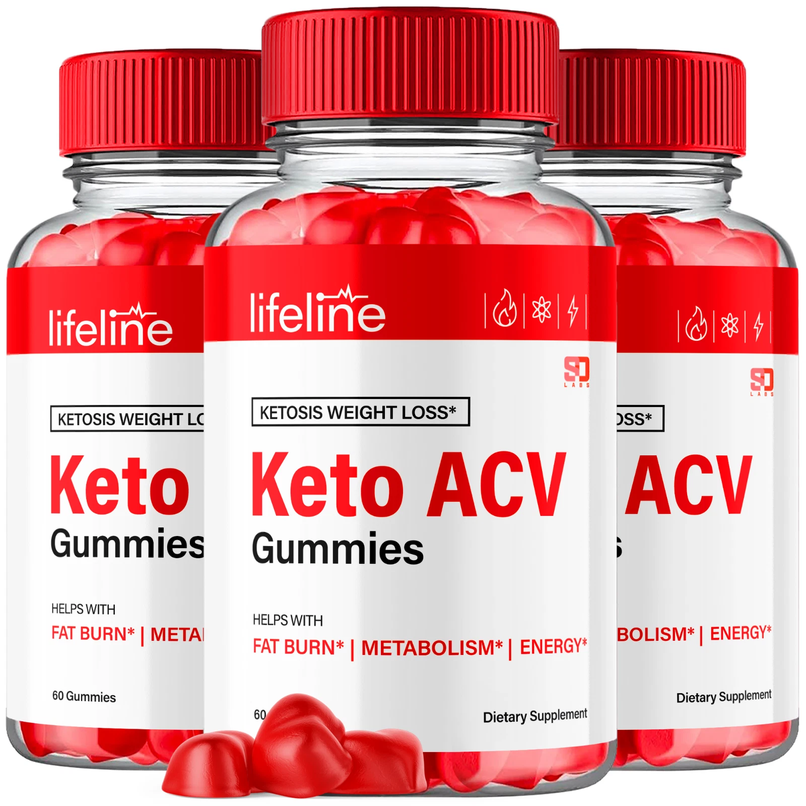 Lifeline Keto ACV Gummies Supports Weight Loss, Energy and Metabolism (3 Pack)