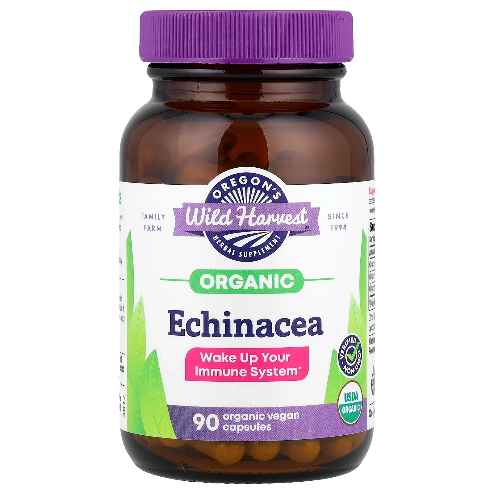 Oregon s Wild Harvest Echinacea 90 Vegetarian Capsules Dairy-Free, Gluten-Free,