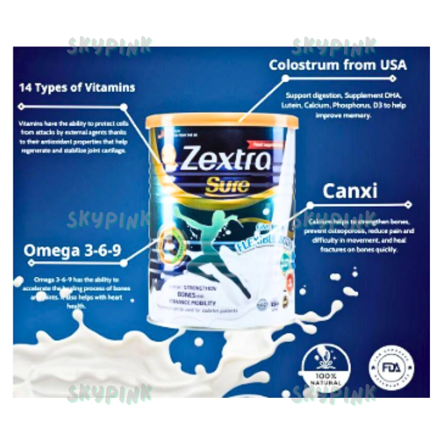 100% Original Zextra Sure Milk Knee Back Pain Strengthen Bones (400g)- EXP 03/26