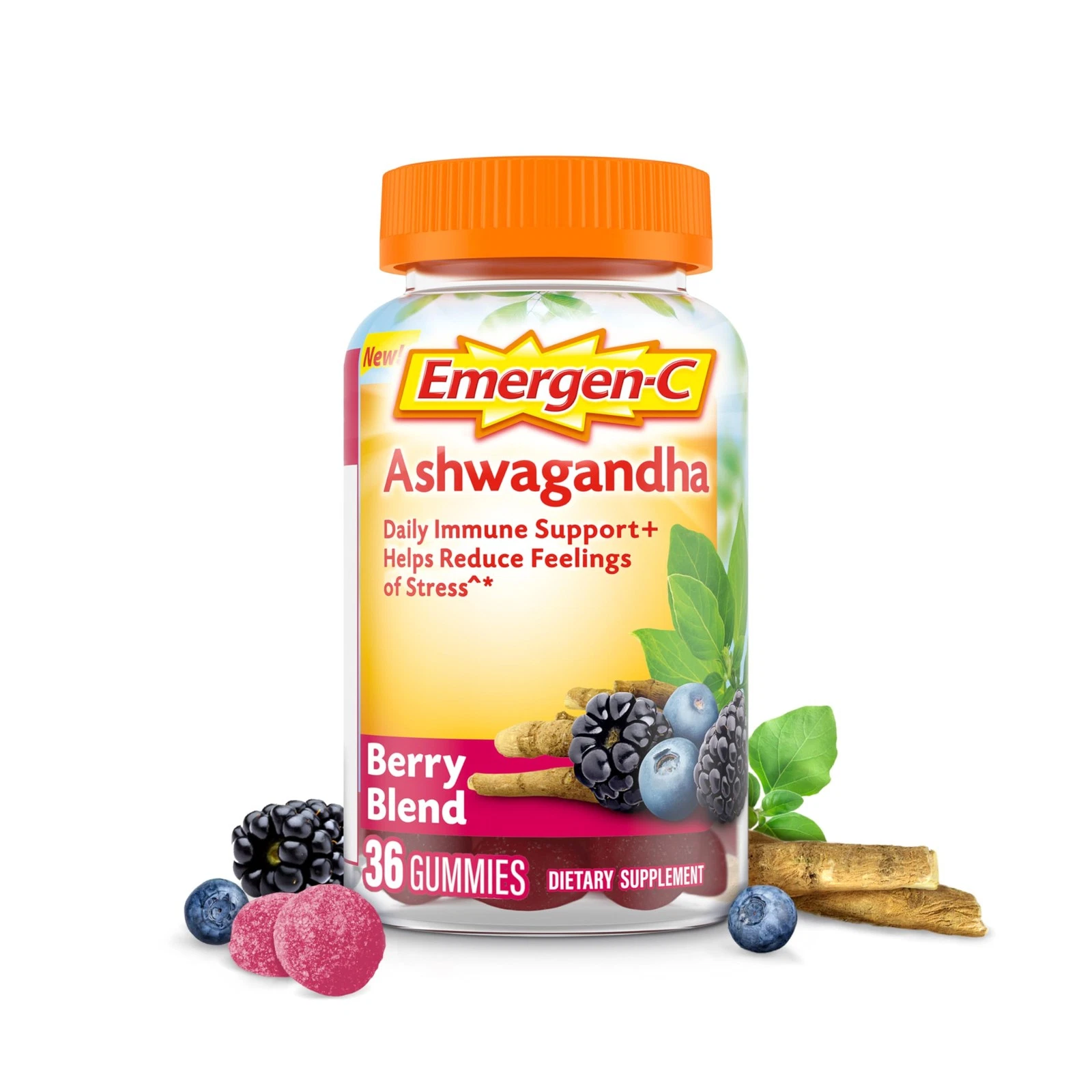 Emergen-C Vitamin C and Ashwagandha Gummies, Dietary Supplement for Immune Suppo