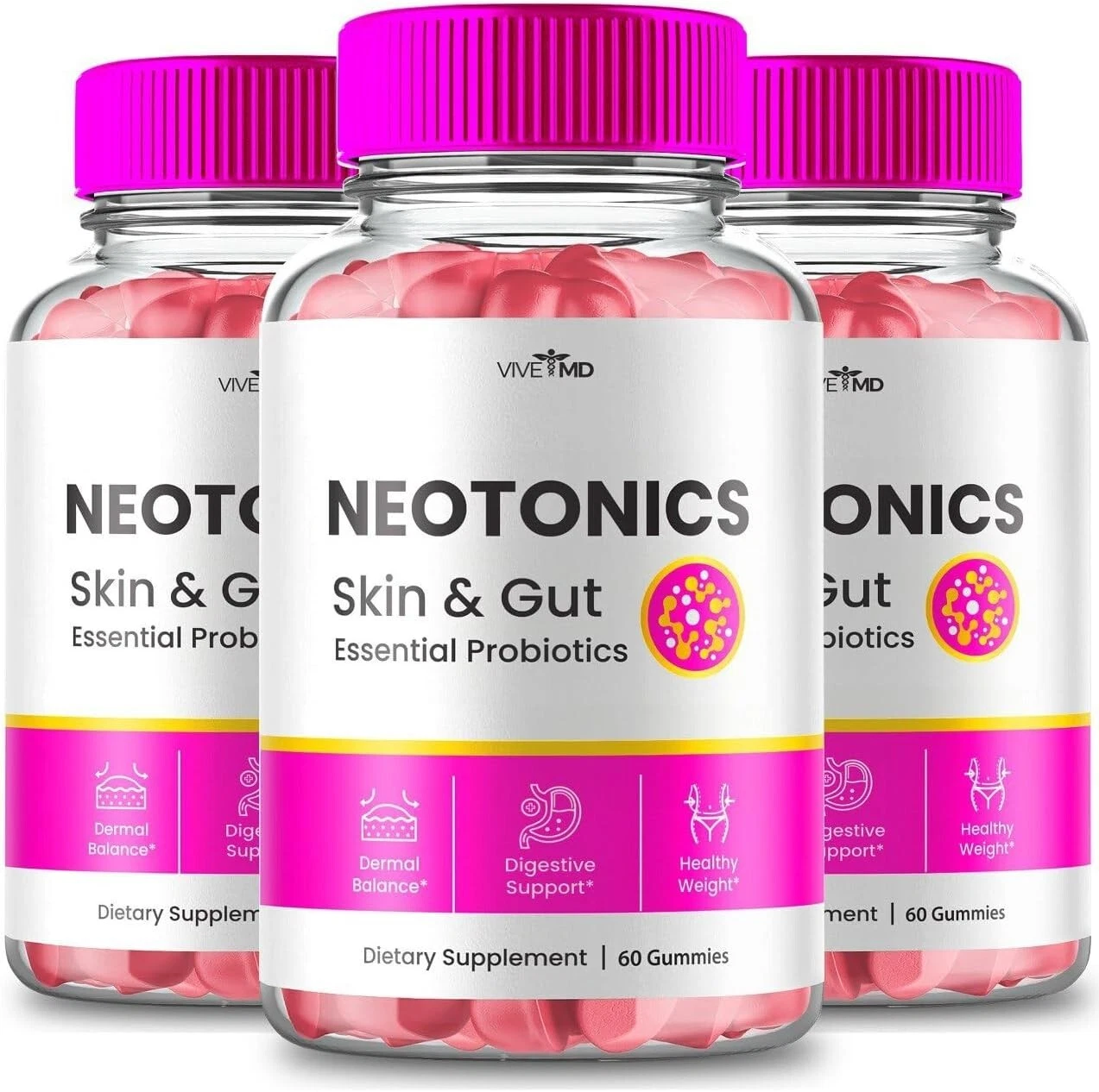 5 PACK BEST PRICE NEOTONICS PRO BIOTICS Skin & Gut Health GUMMIES 300 CT