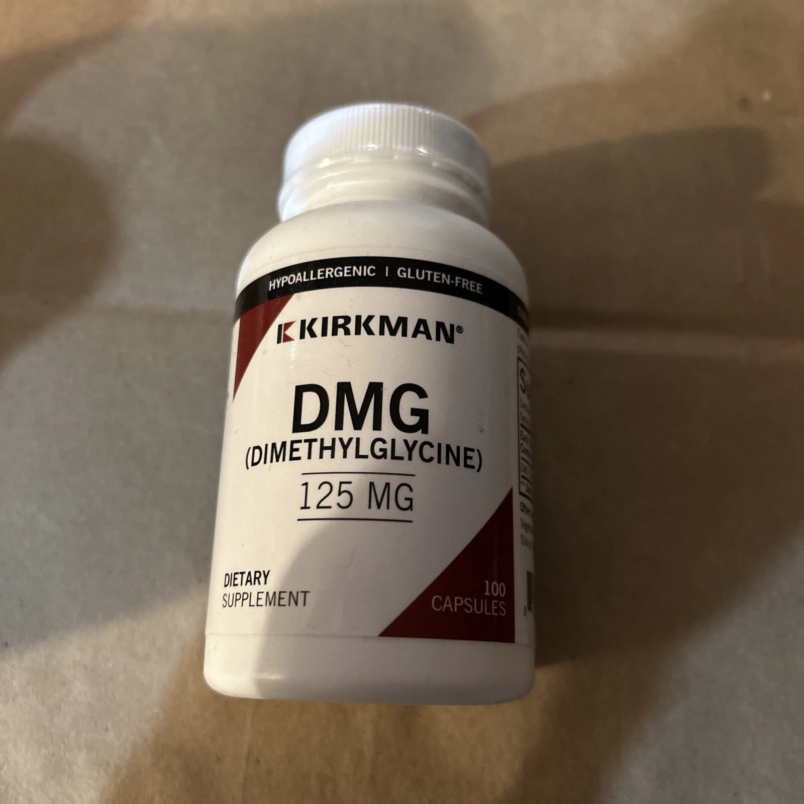 Kirkman Labs DMG Dimethylglycine 125 mg 100 Capsules Casein-Free EXP:4/2025