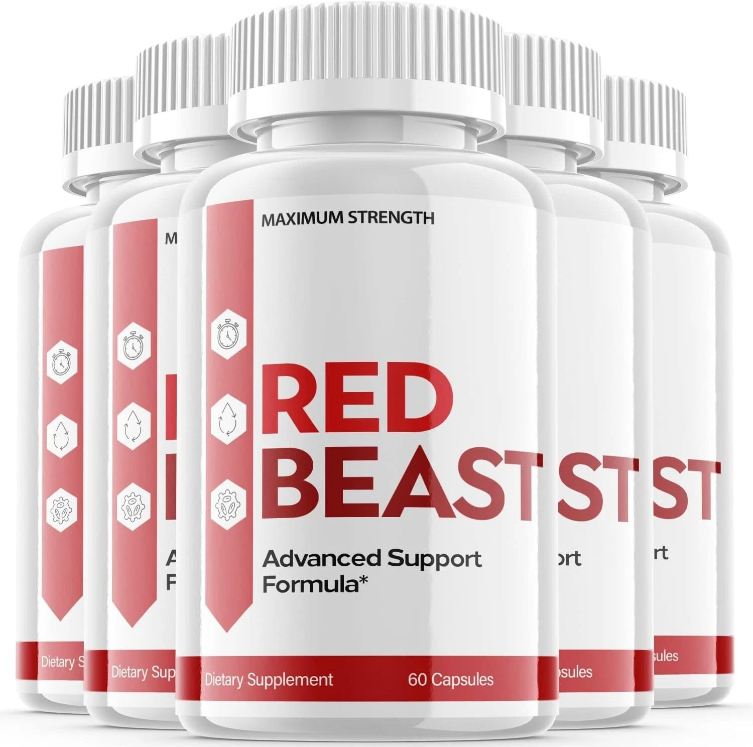 5 Pack - Red Beast Supplement Pills - Supports Blood Sugar, Glucose, Metabolism