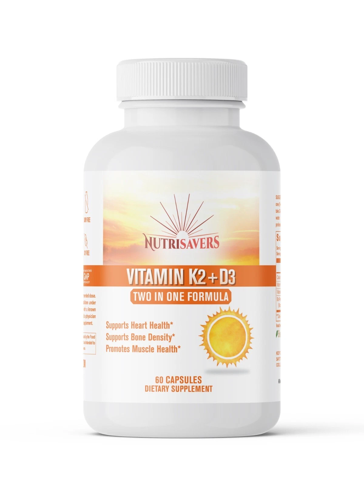 Vitamin K2 + D3, High Strength, Helps Bone Health and Healthy Muscles - 60 Cap