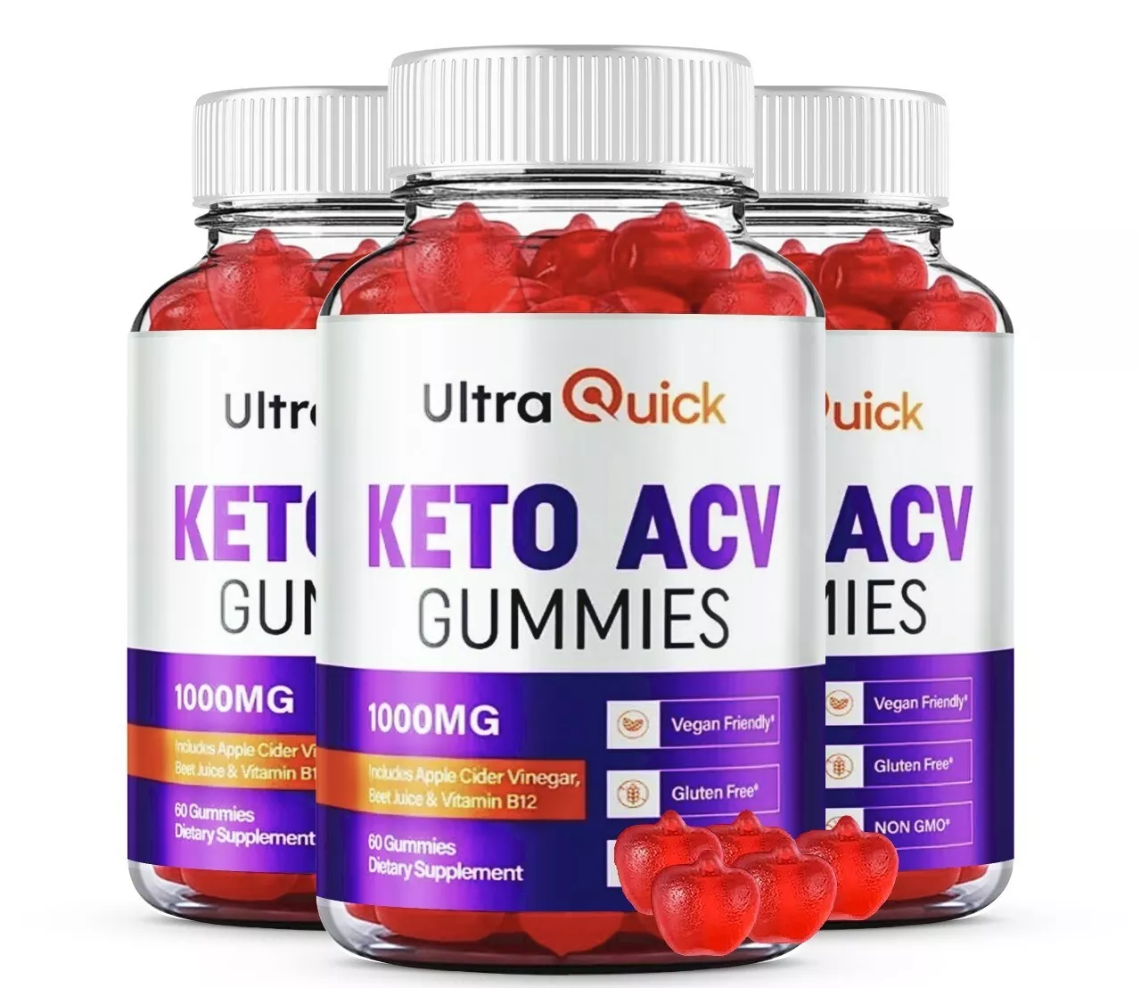 Ultra Quick Keto + ACV 1000mg Gummies, UltraQuick Keto Weight Loss (180 Gummies)