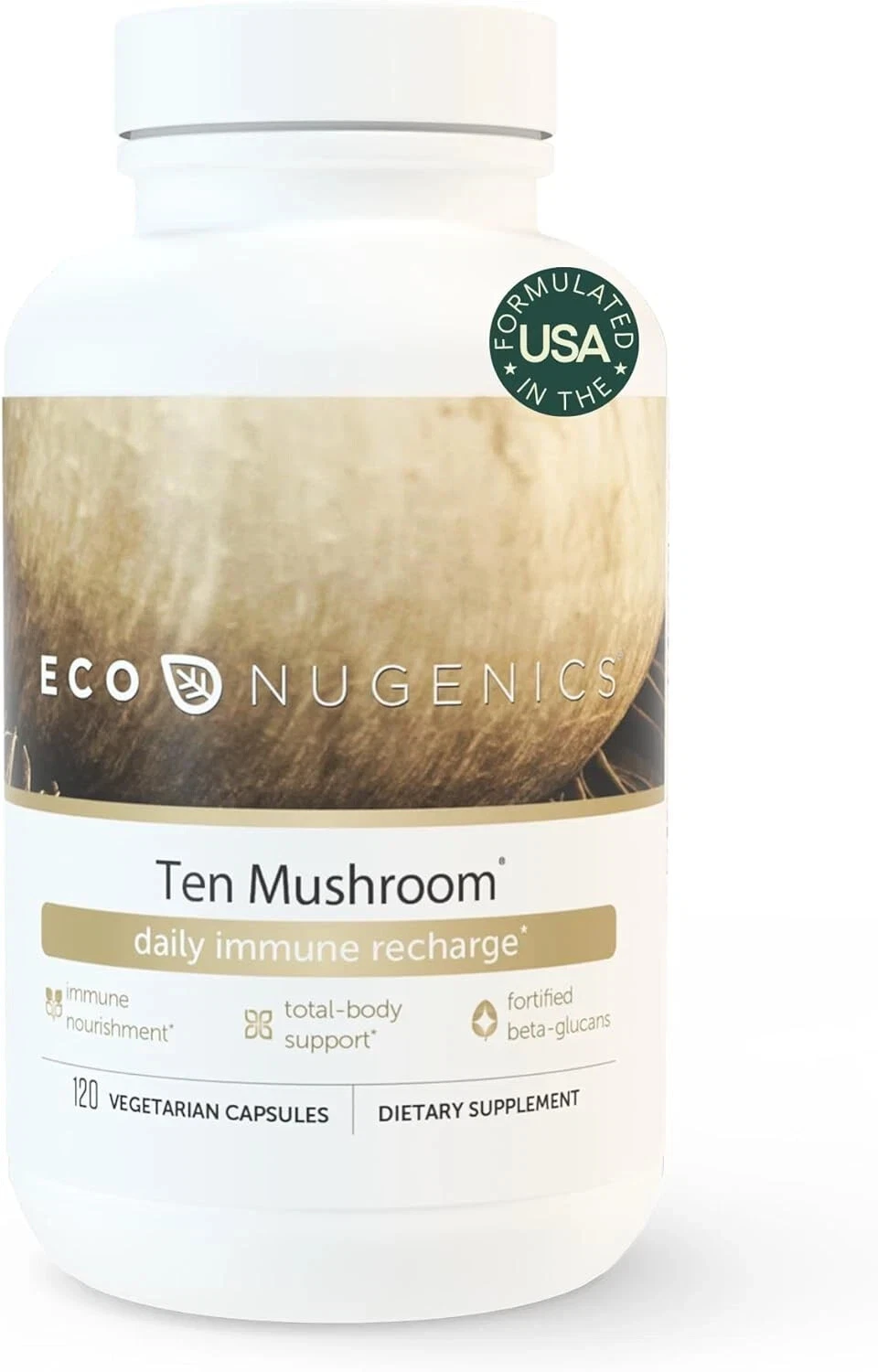 EcoNugenics Ten Mushroom Supplement: Daily Immune 120 Count