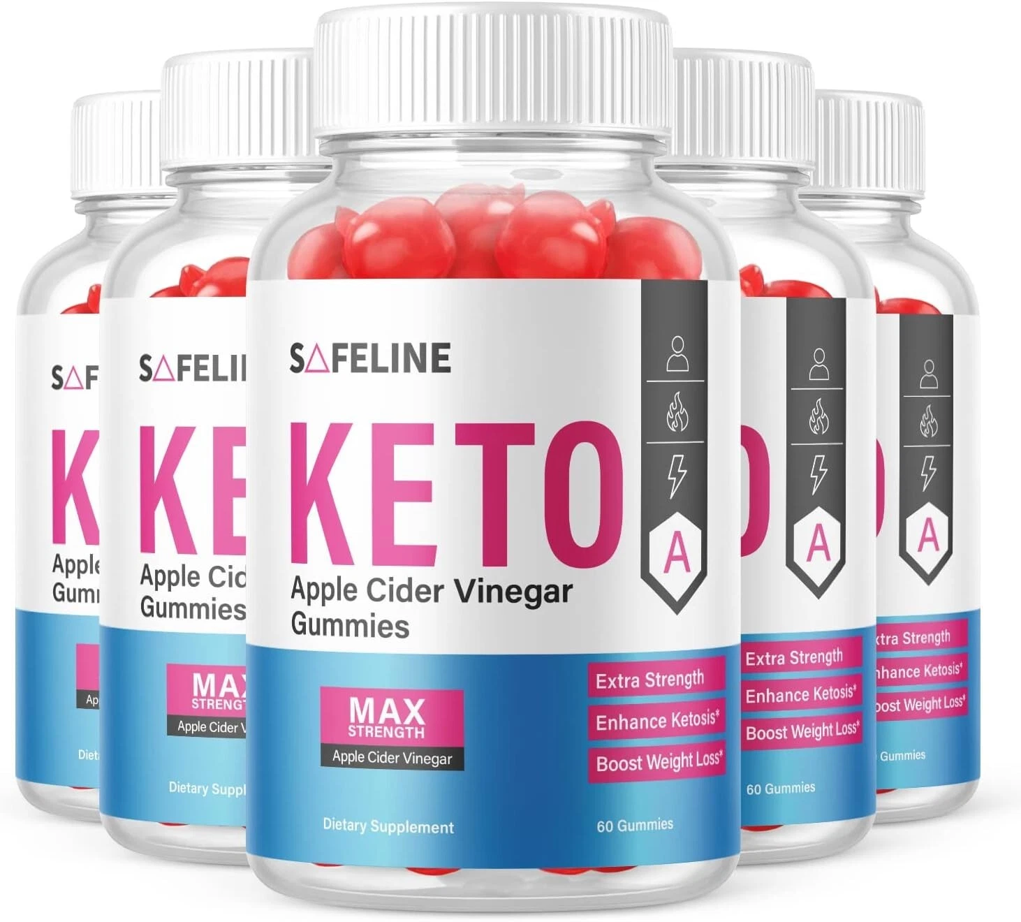 5 Pack - Safeline Keto ACV Gummies - Vegan, Weight Loss Supplement - 300 Gums