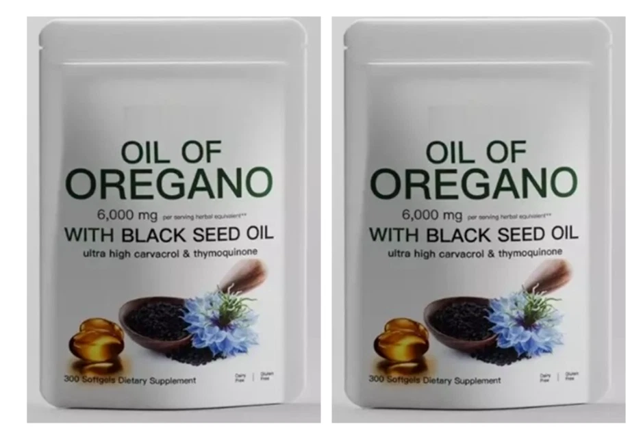 Oregano Oil 6000mg 2X300gels Contains Carvacrol and Thymoquinone
