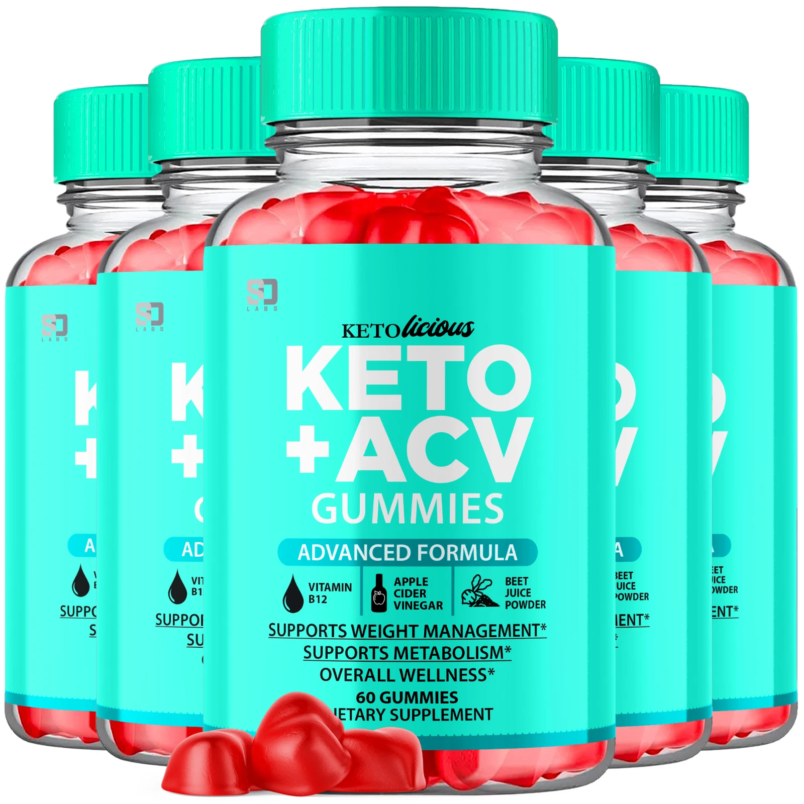 (5 Pack) Ketolicious Keto Gummies - ACV Gummys For Balanced Lifestyle - 300 Gums