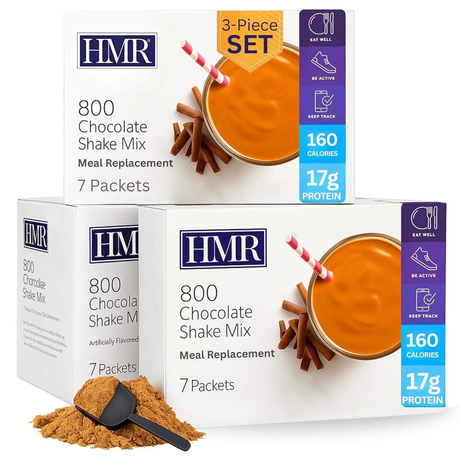 "HMR 800 Shake Meal Replacement Mix 3-Pack - Chocolate Powder for Weight Support