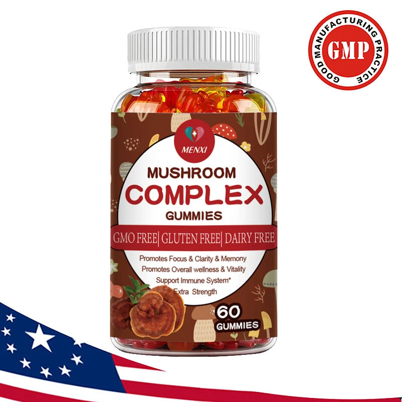 Mushroom Complex Extract Gummies Lions Mane Chaga Reishi Memory Focus Immunity