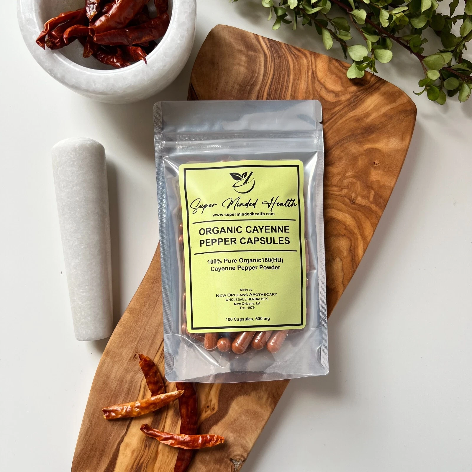 100 Cayenne Pepper Capsules Organic 180,000 HU Capsicum Annuum 500mg