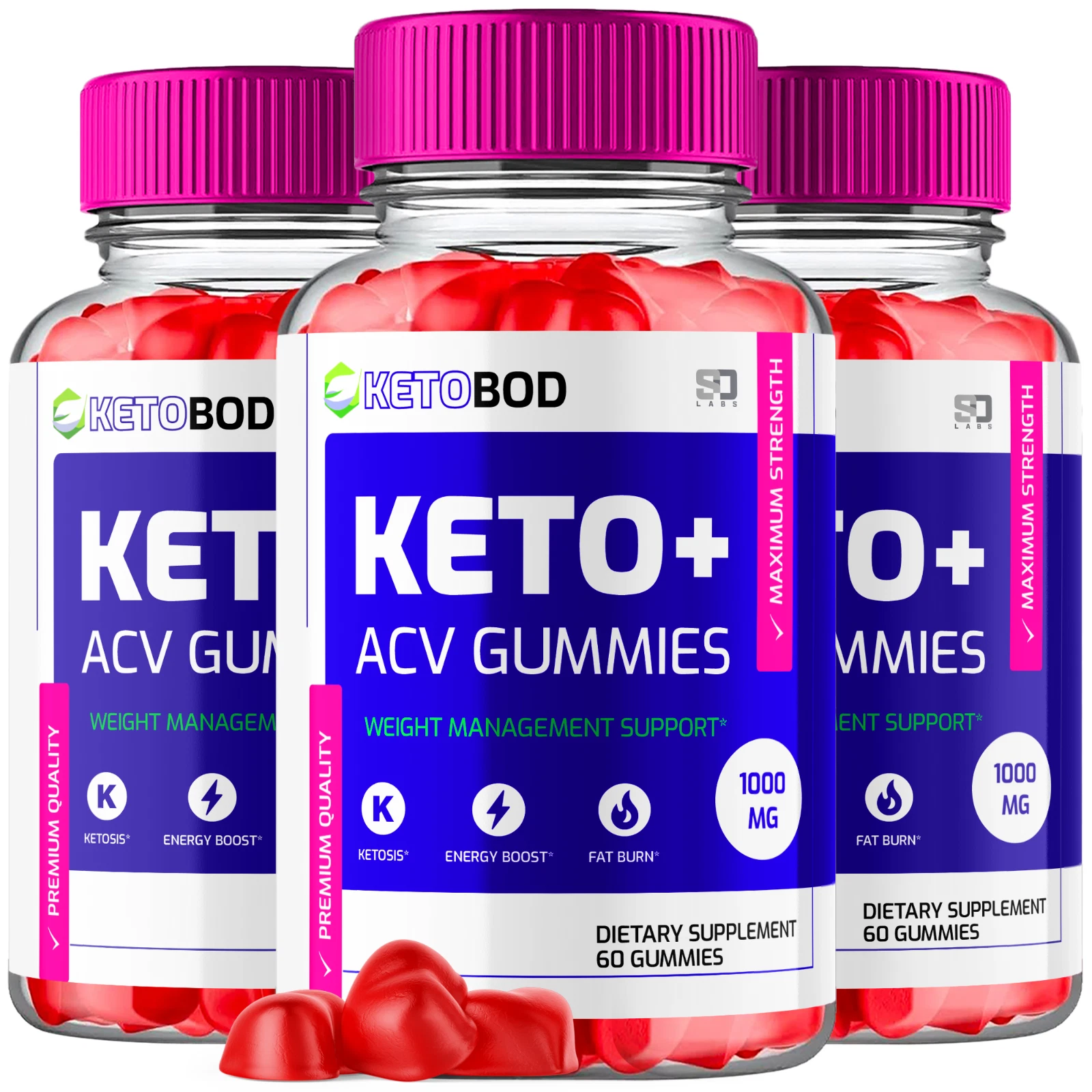 (3 Pack) Keto Bod Gummies, KetoBod ACV Gummies Weight Loss (180 Gummies)