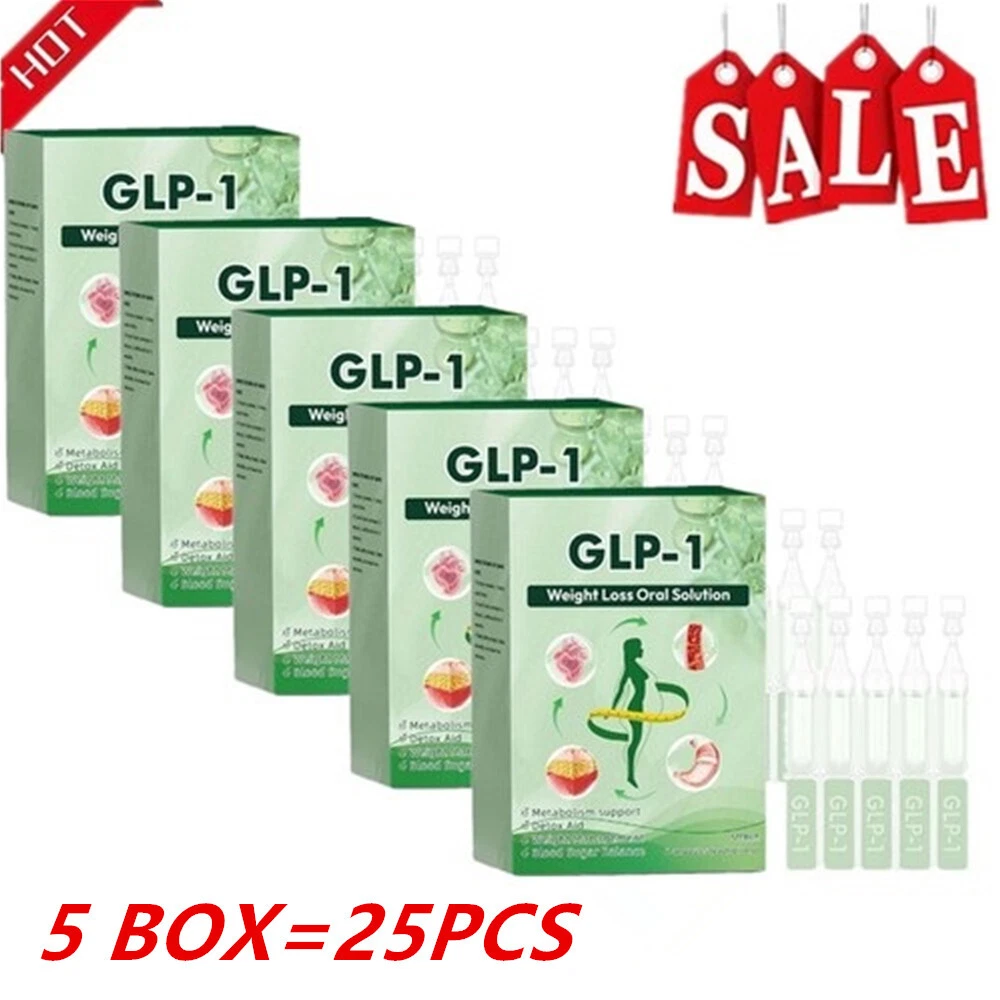 5BOX GPL-1 Weight Loss Oral Solution - Natural Metabolism Support Detox Aid 5pcs