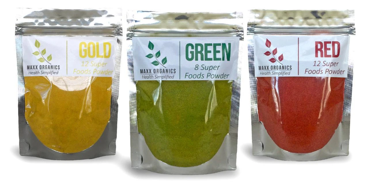 MAXX Organics Best Value GREEN GOLD & REDS SUPERFOODS POWDER Comp Organifi Juice