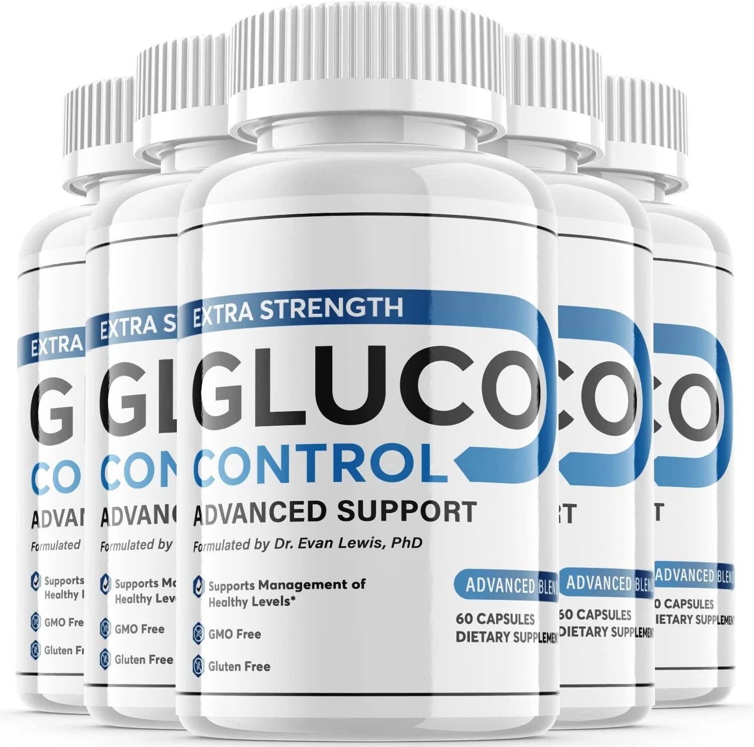 5 Pack - Gluco Control - Blood Sugar Support Supplement Extra Strength- 300 Caps