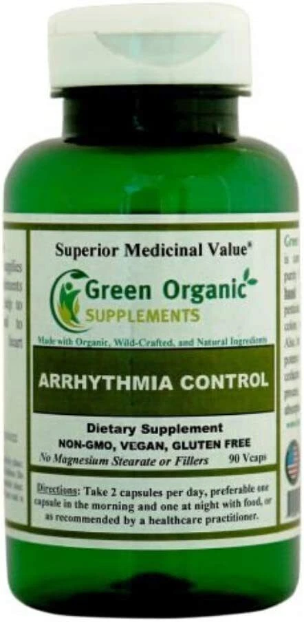 Green Organic Supplements Arrhythmia Control Vegan Capsules Non-GMO Gluten Free