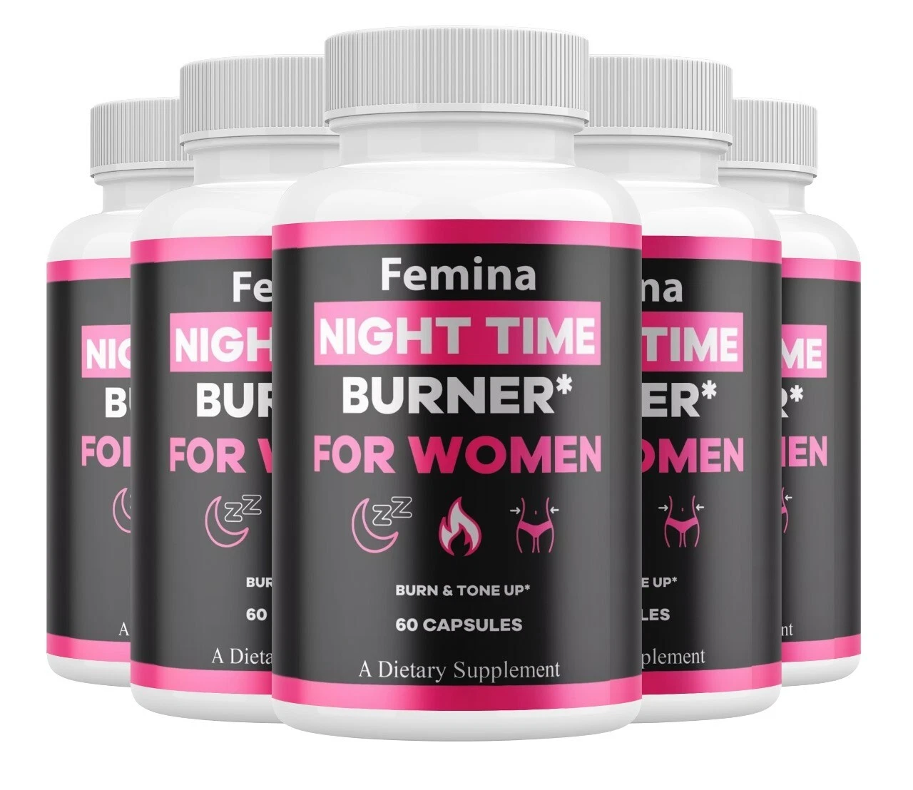 (5 Pack) Femina Night Time Capsules, Femina Night Time Fat Burner Supplements