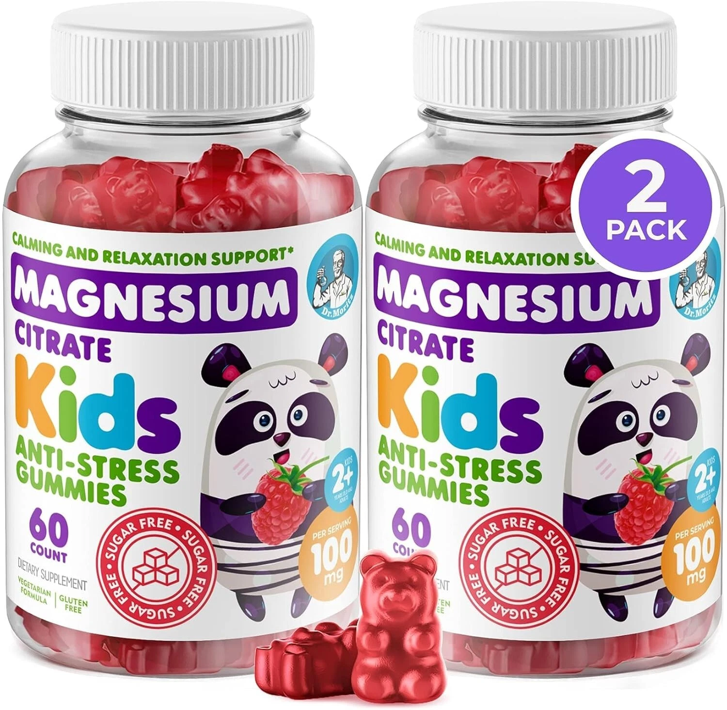 DR. MORITZ Sugar-Free Calm Magnesium Gummies for Kids and Adults - Non-GMO Ma...