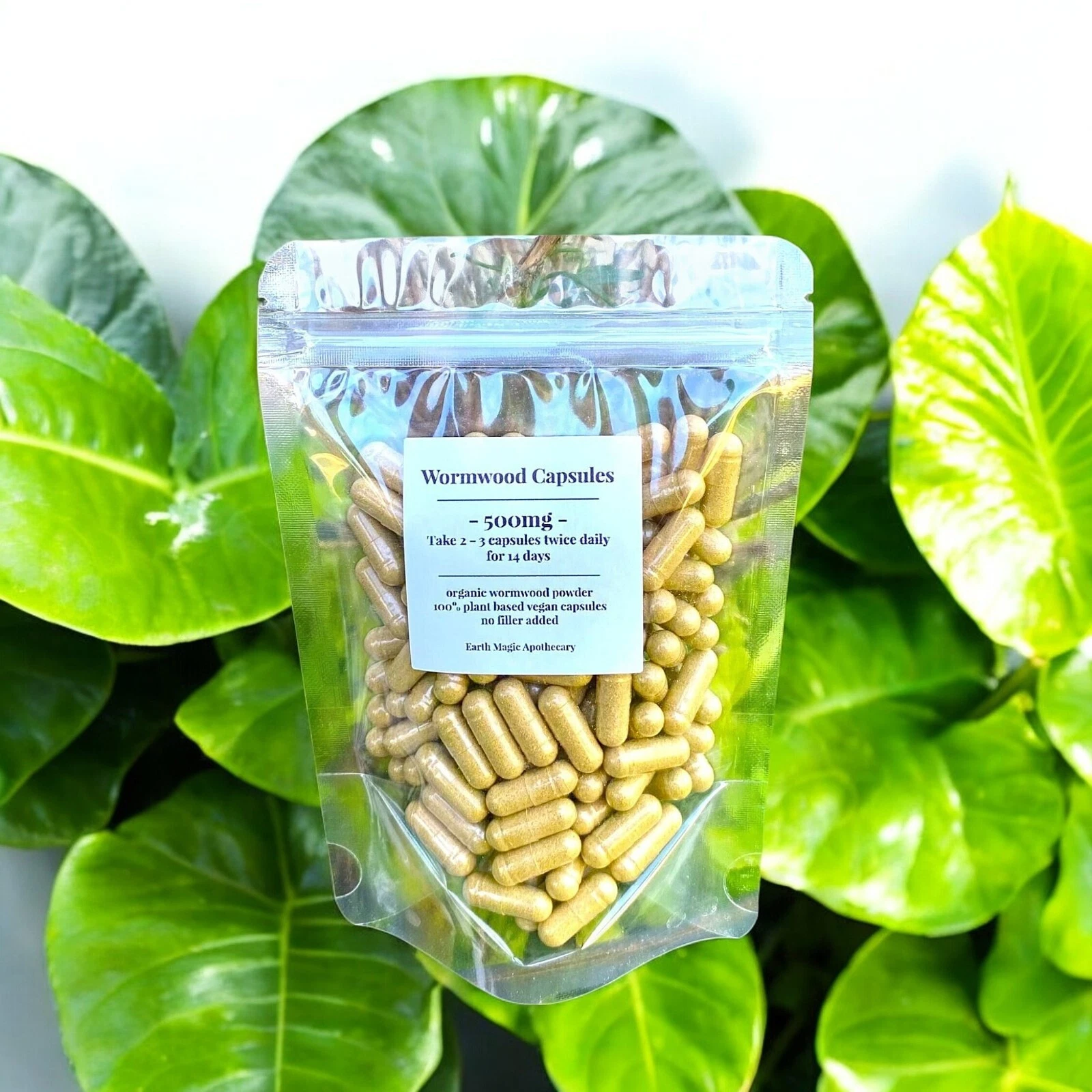 Wormwood Capsules, 500mg, Immune Care, Digestive, Parasite Detox, 50 Count