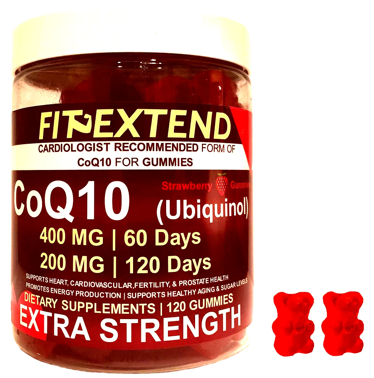 COQ10 200mg gummies 120 DAYS strawberry anti aging high absorption UBIQUINOL