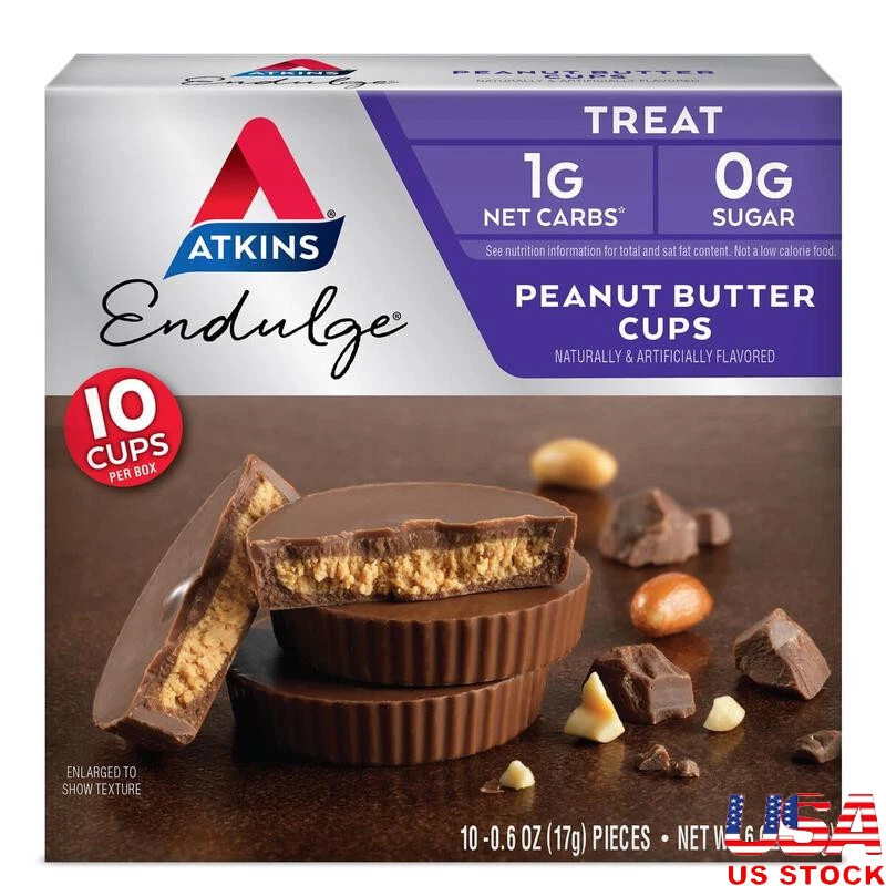 Low Carb Peanut Butter Cups Dessert Treat 10 Ct Sugar Free Healthy Snack New